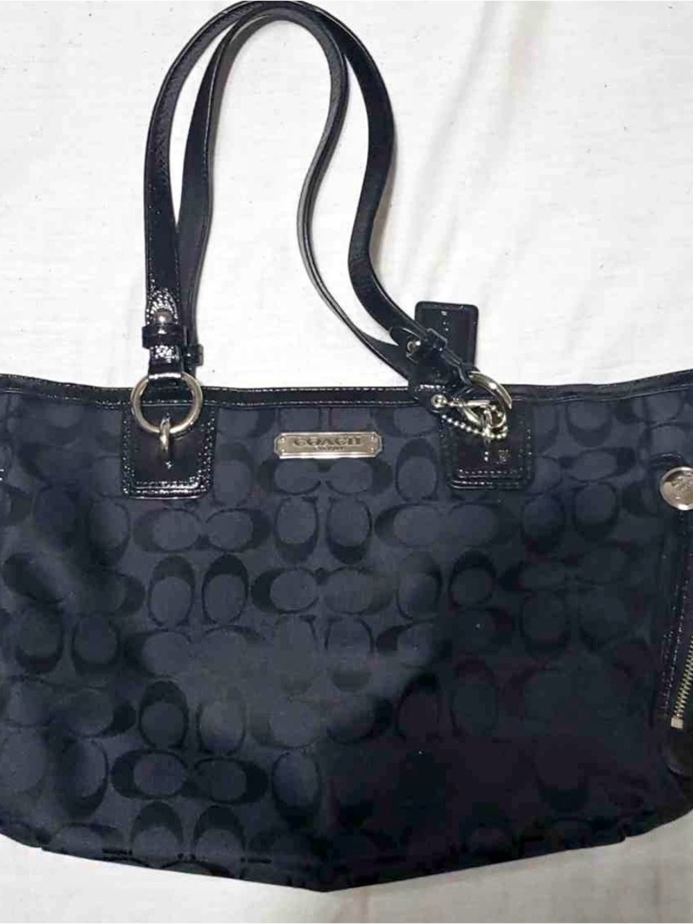 Coach Black Signature Canvas Shoulder Tote